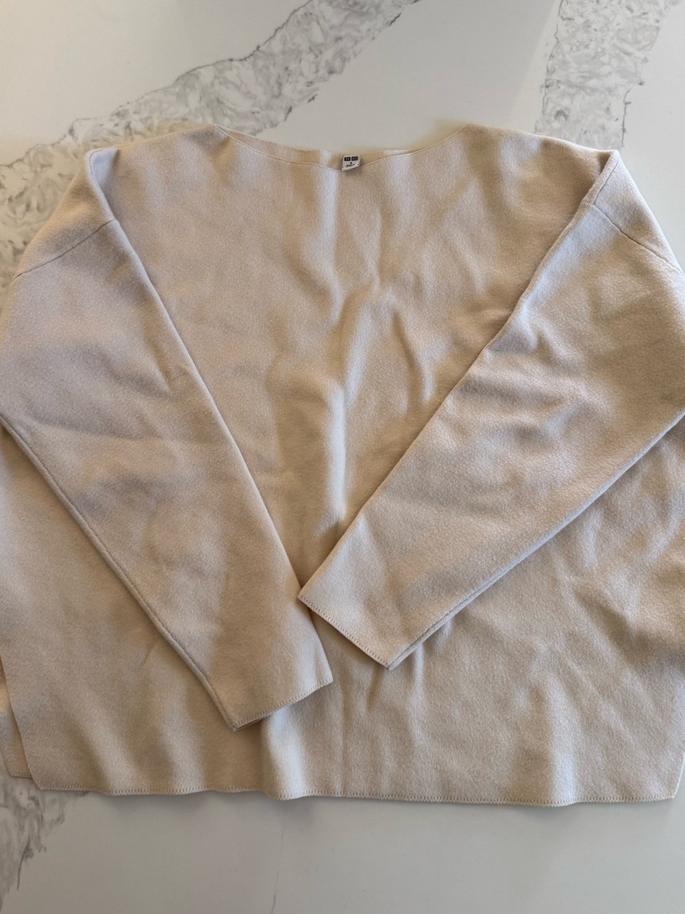 Uniqlo Cream Women’s 3D Scoop-Neck Knit Sweater